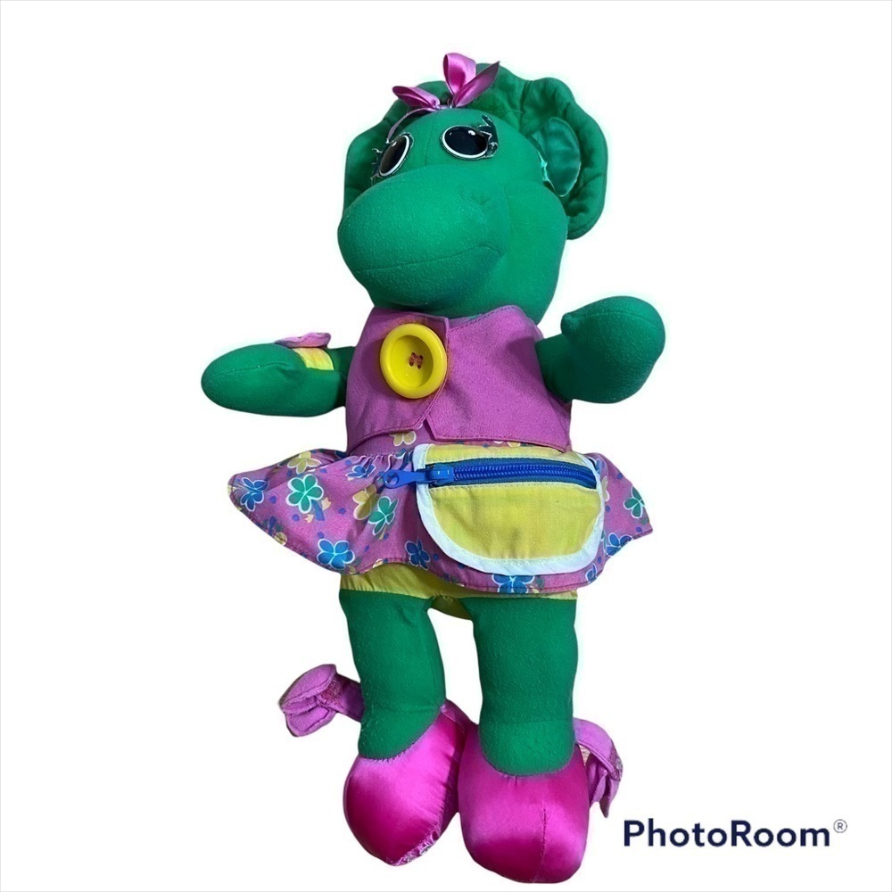 Baby Bop Dressing Doll Barney Button Zip Tie Kids Plush Stuffed Toy Dinosaur